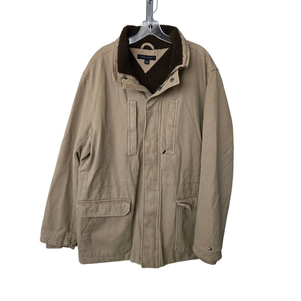 Gorpcore Canvas Chore Jacket Men's XL Tan Lined Heavyweight Tommy Hilfiger
